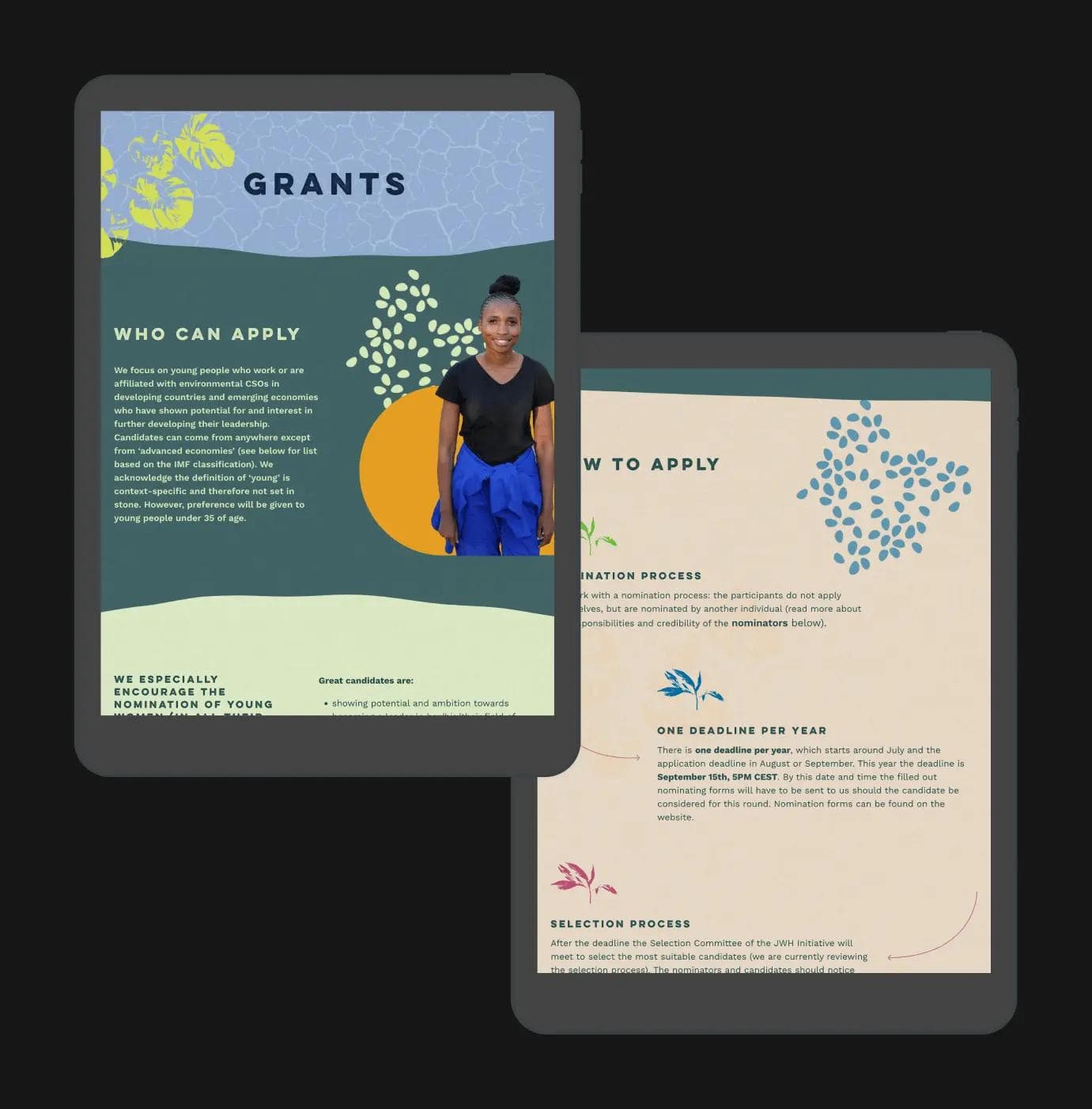 JWHI website - tablet layouts